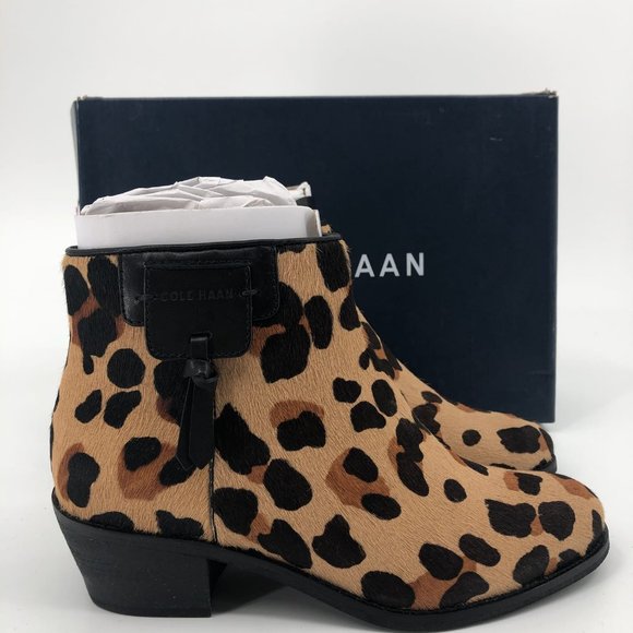 Cole Haan Brown & Tan Animal Print Heeled Boots | Excellent Condition - Picture 3 of 6